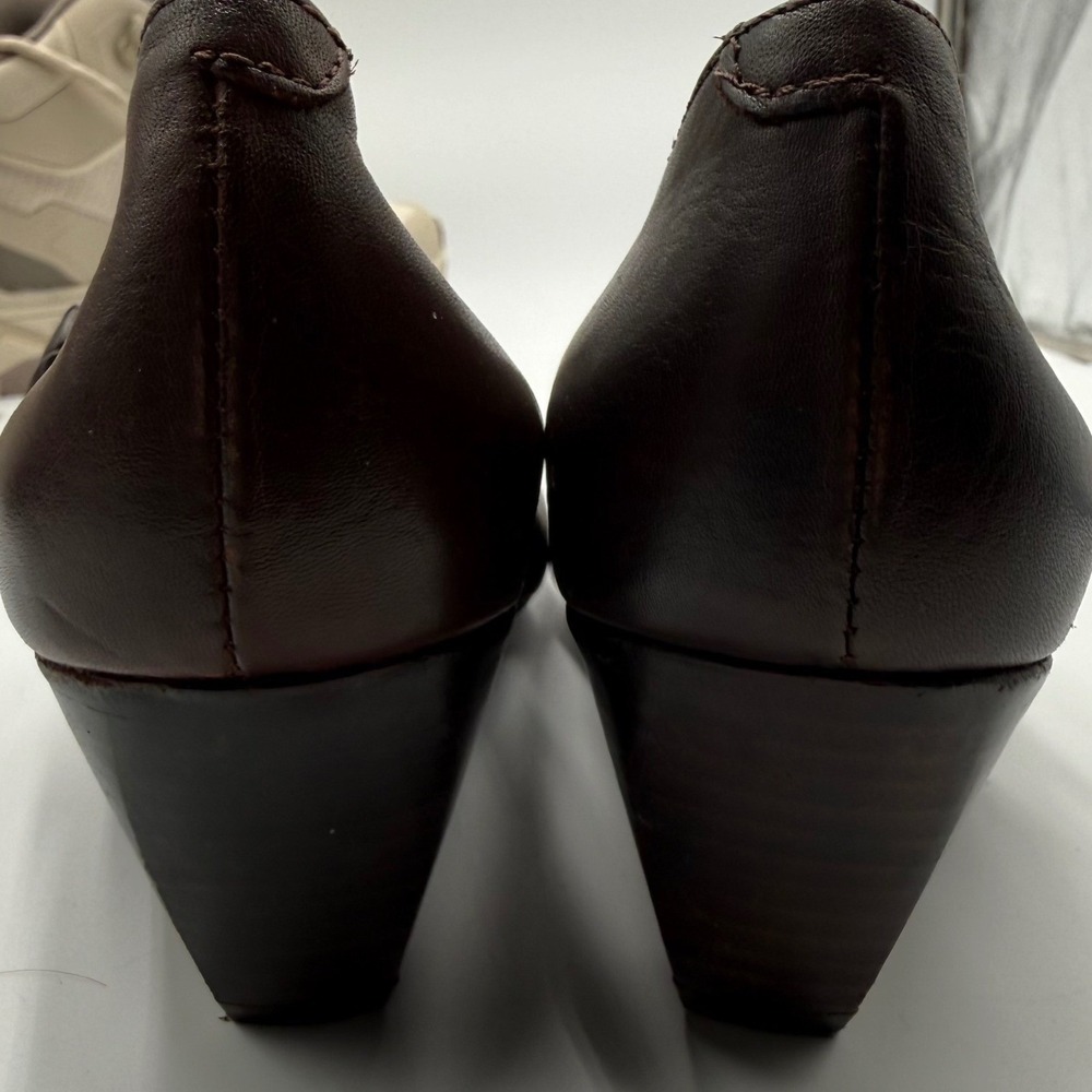 Pikolinos Brown Leather Mary Jane Pleated Round Toe Cone Heels Womens 38 - Picture 4 of 12